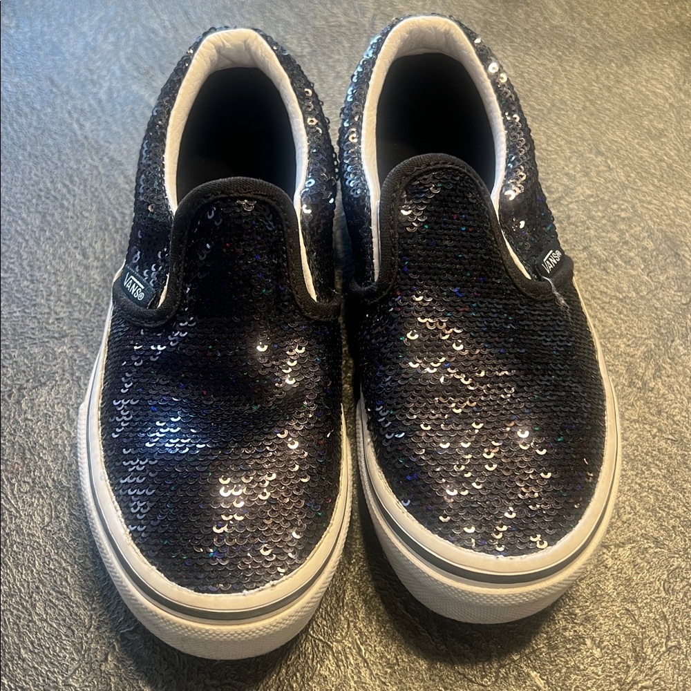 Vans Black Sequin Kids Sneakers